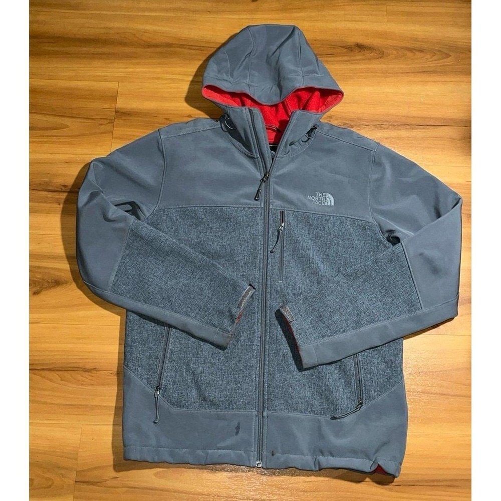 Mens The North Face Soft Shell Full Zip Gray Hooded Jacket